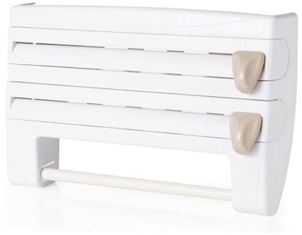 Multifunctionele Keuken Vershoudfolie Snijden Plank Rek Muur Gemonteerde Opslag Servies Rack Hanger Tin Folie Papier Handdoek Plank wit