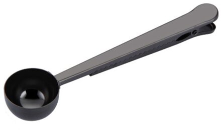 Multifunctionele Keukengerei Maatlepel Anti-Slip Handvat Rvs 2 In 1 Seal Clip Koffielepel Suiker Taart scoop zwart