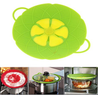 Multifunctionele Koken Gereedschap Bloem Kookgerei Onderdelen Groen Siliconen Overkoken Spill Deksel Stopper Oven Veilig Voor Pot/pan Cover 10"