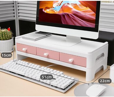 Multifunctionele Laptop Monitor Stand Toetsenbord Lockers Etui Briefpapier Boeken Diverse Boekenkasten Opslag Kantoorbenodigdheden type A roze