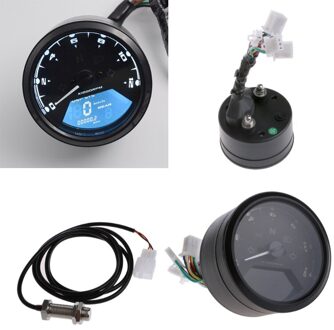 Multifunctionele Lcd Digitale Motorcycle Kilometerstand Snelheidsmeter Toerenteller Gauge 12000Rpm