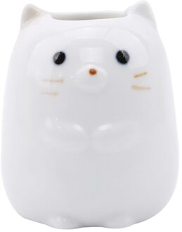 Multifunctionele Leuke Keramische Tandenborstelhouder Badkamer Douche Eenvoudige Tandenborstel Stand Plank Bad Accessoires wit kat