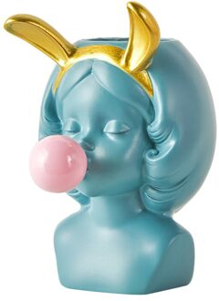 Multifunctionele Leuke Meisje Bellen Blazen Plantenbakken Bloem Succulent Pot Voor Huis Tuin Decor GHS99 groen A