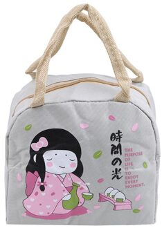 Multifunctionele Leuke Meisje Lunch Tas Handige Draagtas Dikke Isolatie Lunchbox Waterdichte Oxford Doek Picknick Tas Praktische grijs