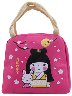 Multifunctionele Leuke Meisje Lunch Tas Handige Draagtas Dikke Isolatie Lunchbox Waterdichte Oxford Doek Picknick Tas Praktische roos rood
