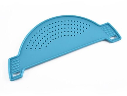 Multifunctionele Leuke Vorm Pot Afvoer Pan Zeef Vloeibare Afdruiprek Siliconen Koken Tool Keuken Vergiet Drainage Levert 3 Kleuren blauw