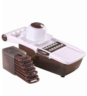 Multifunctionele Mandoline Slicer Groente Cutter Met Rvs Blade Aardappel Wortel Rasp Keuken Tool Handleiding Dicer grijs