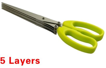 Multifunctionele Messen Keuken Schaar Multilayer Rvs Bieslook Cutter Herb Spice Keuken Slicer Versnipperd Sjalot Cut 5 layers
