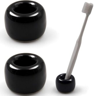 Multifunctionele Mini Keramische Badkamer Douche Tandenborstelhouder Leuke Tandenborstelhouder Rack Badkamer Tandenborstel Accessoire zwart