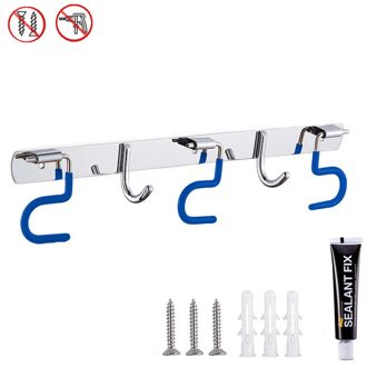 Multifunctionele Mop Frame Van Keuken Accessoires Wandmontage Mop Rack Opslag Plank 1-4 Positie Badkamer Borstel bezem Houder blauw 3