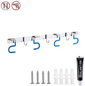 Multifunctionele Mop Frame Van Keuken Accessoires Wandmontage Mop Rack Opslag Plank 1-4 Positie Badkamer Borstel bezem Houder blauw 4