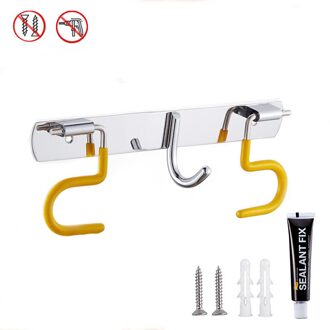Multifunctionele Mop Frame Van Keuken Accessoires Wandmontage Mop Rack Opslag Plank 1-4 Positie Badkamer Borstel bezem Houder geel 2