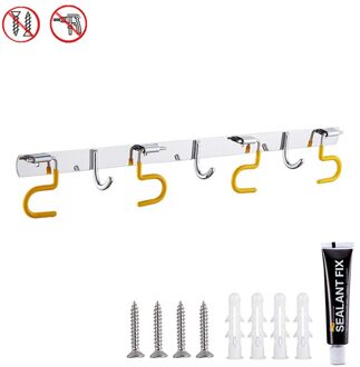 Multifunctionele Mop Frame Van Keuken Accessoires Wandmontage Mop Rack Opslag Plank 1-4 Positie Badkamer Borstel bezem Houder geel 4