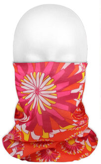 Multifunctionele morf sjaal gekleurde bloemen print rood/roze/geel voor volwassenen