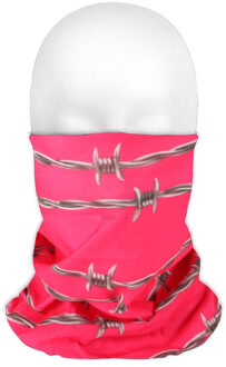 Multifunctionele morf sjaal roze/grijze prikkeldraad print voor volwassenen