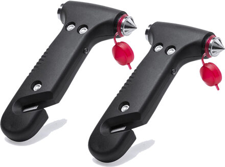 Multifunctionele noodhamer/veiligheidshamer auto - 2x - met LED en mes