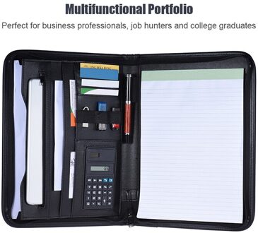 Multifunctionele Office Organizer Ritssluiting Portfolio Padfolio Map voor Documenten A4 PU Lederen Business Portfolio Memo Note Pad
