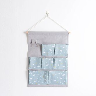 Multifunctionele Opknoping Opbergtas Bed Opbergdoos Bed Tas Slaapzaal Tijdschrift Vallende Sneeuw Opbergzakken Rek Haak Organisator blauw warm day