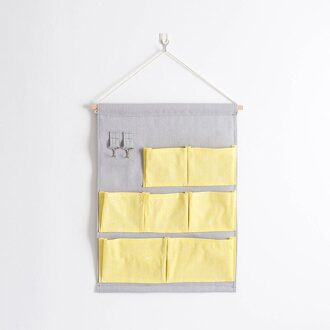 Multifunctionele Opknoping Opbergtas Bed Opbergdoos Bed Tas Slaapzaal Tijdschrift Vallende Sneeuw Opbergzakken Rek Haak Organisator Falling snow geel