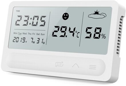 Multifunctionele Oplaadbare Thermometer Hygrometer Automatische Elektronische Temperatuur Vochtigheid Monitor Wekker Grote Lcd-scherm