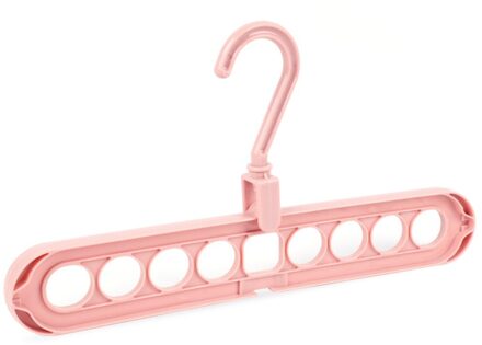 Multifunctionele Plastic Sjaal Kleerhangers Multi-poort Ondersteuning Cirkel Kleerhanger Droogrek Huishoudelijke Opslag Rekken Roze