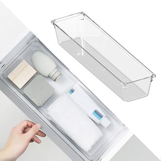 Multifunctionele Plastic Stapelbaar Bureau Lade Organizer Cosmetica Ondergoed Briefpapier Opslag Divider Container Netjes Huishouden 30.6x7.6x5.2cm