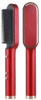 Multifunctionele Professionele Stijltang Toermalijn Keramische Haar Krultang Borstel Haar Kam Stijltangen Curling Haar Ijzer rood