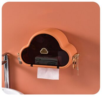 Multifunctionele Punch-Gratis Plank Creatieve Muur Gemonteerde Huishoudelijke Wc Opslag Tissue Doos Waterdichte Badkamer Accessoires oranje
