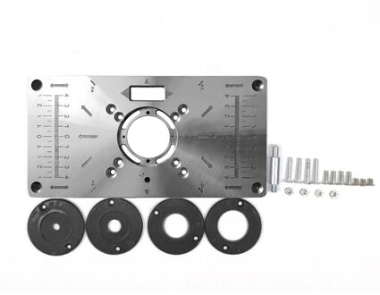 Multifunctionele Router Tafel Insert Plaat Houtbewerking Bankjes Aluminium Hout Router Trimmer Model Graveermachine Met 4 Ringen zwart