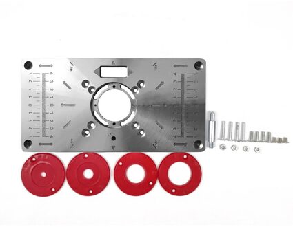 Multifunctionele Router Tafel Insert Plaat Houtbewerking Bankjes Aluminium Hout Router Trimmer Modellen Graveermachine 4 Ringen rood