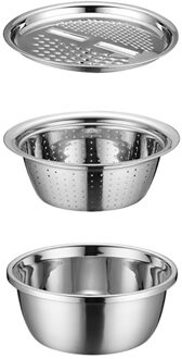 Multifunctionele Rvs Wastafel Wasbak Keuken Vergiet Mesh Mand Plantaardige Slicer Cutter Afvoer Mand Salade Maker Kom