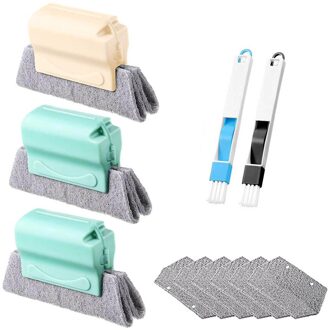 Multifunctionele Schoon Brush Set 3 Grote Borstels + 2 Groove Cleaner + 6 Vervanging Pads Venster Crack Hoeken Hiaten Schoon gereedschap
