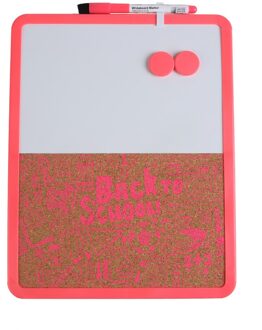 Multifunctionele Schrijfbord Droge Wissen Chidren Graffiti Board Combo Wit Board & Kurk Boord Met Whiteboard Pen push Pin roze