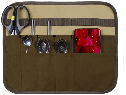 Multifunctionele Servies Opbergtas Draagbare Roll-Up Multi-Pocket Houder Organizer Voor Camping Barbecue Bestek