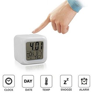 Multifunctionele Slaapkamer Kids 7 Kleuren Led Change Digitale Gloeiende Wekker Temperatuur Display Kleur Veranderlijk Elektronische Klok