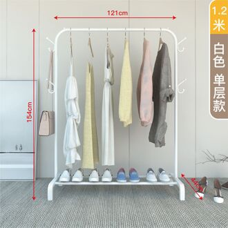 Multifunctionele Slaapkamer Vloer Jas Rekken Droogrek Draagbare Balkon Opslag Droogrek Creatieve Kleding Store Display Rekken 1.2m wit
