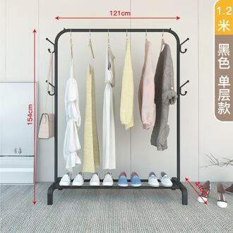 Multifunctionele Slaapkamer Vloer Jas Rekken Droogrek Draagbare Balkon Opslag Droogrek Creatieve Kleding Store Display Rekken 1.2m zwart