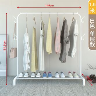 Multifunctionele Slaapkamer Vloer Jas Rekken Droogrek Draagbare Balkon Opslag Droogrek Creatieve Kleding Store Display Rekken 1.5m wit