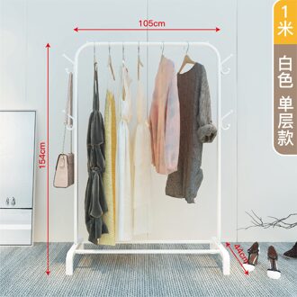 Multifunctionele Slaapkamer Vloer Jas Rekken Droogrek Draagbare Balkon Opslag Droogrek Creatieve Kleding Store Display Rekken 1m wit