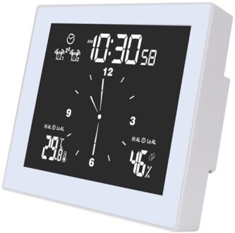 Multifunctionele Smart Wekker IPX4 Waterdicht Wekker Digitale Wekker Temperatuur Vochtigheid Display Fm Radio Kalender wit