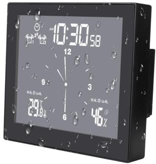 Multifunctionele Smart Wekker IPX4 Waterdicht Wekker Digitale Wekker Temperatuur Vochtigheid Display Fm Radio Kalender zwart