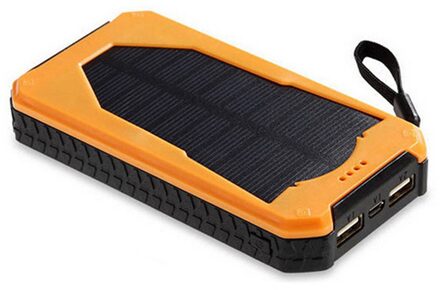 Multifunctionele Solar Mobiele Stroomvoorziening 8000Mah Hoge Capaciteit Led Solar Panel Charger Outdoor Draagbare Dual Usb Power Bank oranje