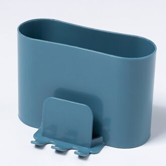Multifunctionele Tandenborstelhouder Punch-Gratis Wandmontage Plastic Tandpasta Magazijnstelling Badkamer Organizer blauw