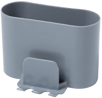 Multifunctionele Tandenborstelhouder Punch-Gratis Wandmontage Plastic Tandpasta Magazijnstelling Badkamer Organizer grijs