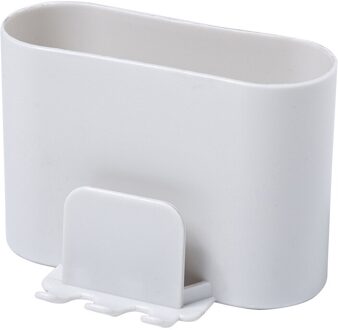 Multifunctionele Tandenborstelhouder Punch-Gratis Wandmontage Plastic Tandpasta Magazijnstelling Badkamer Organizer wit