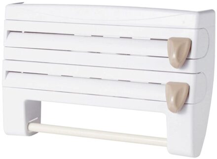 Multifunctionele Thuis Keuken Film Saus Fles Opbergrek Papier Dispenser Conserveermiddel Film Rack Keuken Accessoire (Wit)