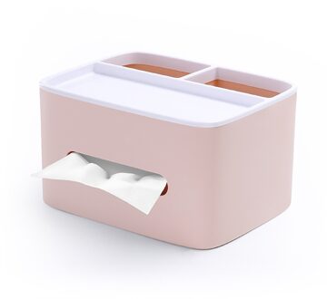 Multifunctionele Tissue Box Praktische Eenvoudige Desktop Woonkamer Afstandsbediening Opbergdoos Home Decoratie roze