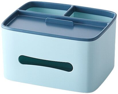 Multifunctionele Tissue Doos Papier Houder Dubbele Laag Desktop Dispenser Opslag Servet Case Organizer Afneembare Tissue Organiseren Blauw