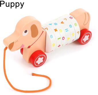 Multifunctionele Toevoeging Math Gereedschap Houten Kids 'Dier Digitale Onderwijs Stap Slepen Auto Puzzel Wiskunde Wetenschap Onderwijs Speelgoed Puppy