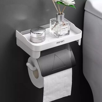 Multifunctionele Toiletrolhouder Rack Wall Mount Roll Papier Opbergrek Keuken Papierrol Rack Planken Badkamer Accessoires grijs